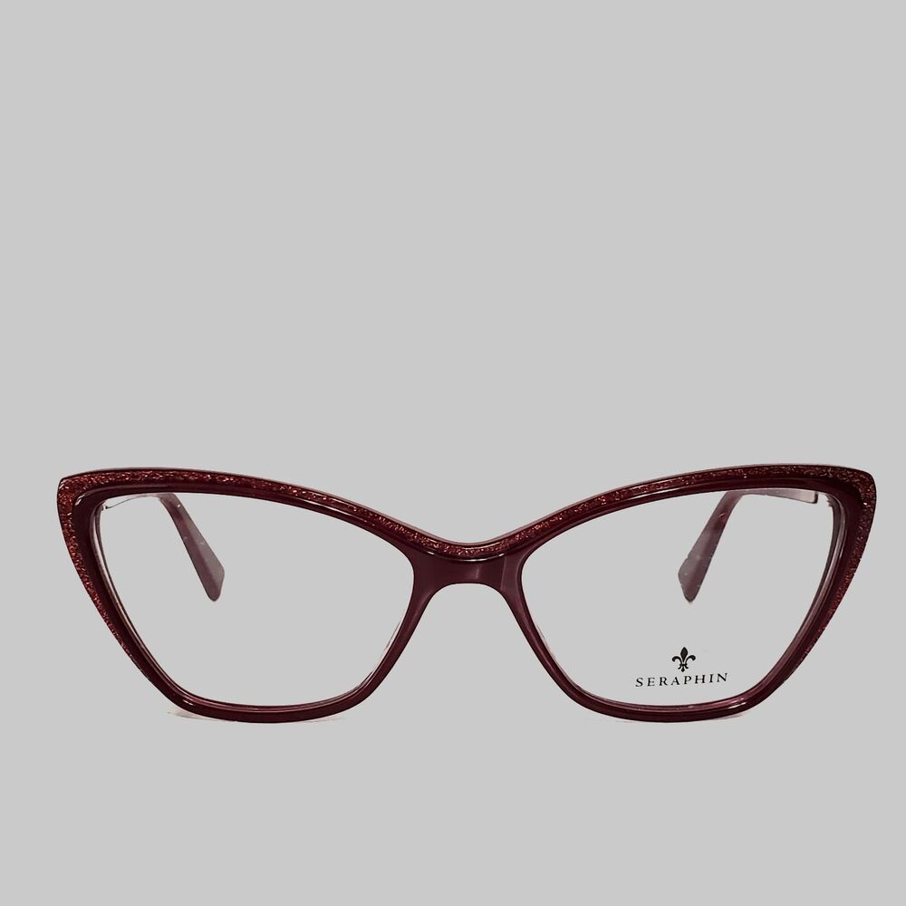 Womens Seraphin Burgundy Starlight Cat Eyeglasses Frames 54-17-140 Japan Made